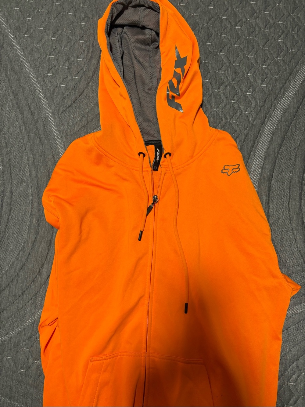 Fox Bright Orange Athletic Hoodie with Gray Lining